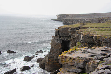High cliffs and very gray skies off the coast of Connemara, Ireland