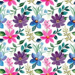 Colorful floral watercolor seamless pattern