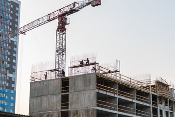 Fototapeta na wymiar high-rise builders build site overlapping collective building industry professional crane