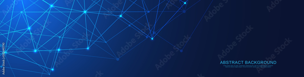 Fototapete website header or banner design with abstract geometric background and connecting dots and lines. gl