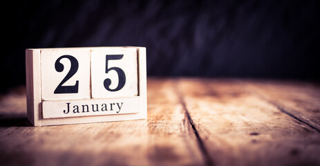 January 25th, 25 January, Twenty Fifth of January, calendar month - date or anniversary or birthday
