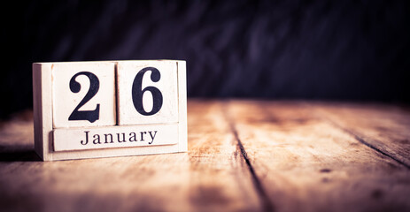 January 26th, 26 January, Twenty Sixth of January, calendar month - date or anniversary or birthday