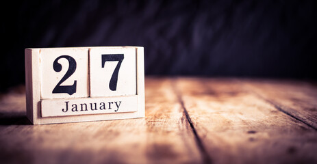 January 27th, 27 January, Twenty Seventh of January, calendar month - date or anniversary or...