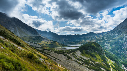 Obraz premium View on Przedni Staw and Wielki Staw in Tatra Mountains