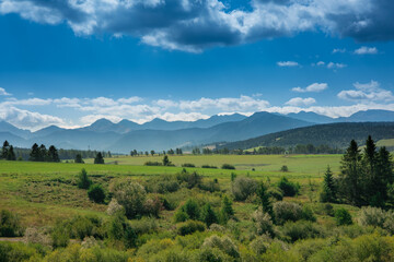 Fototapeta na wymiar Breathtaking Tatra Mountains and green meadows of Slovakia