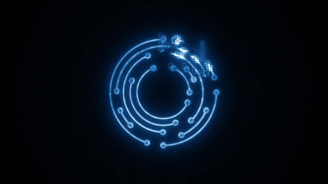 Abstract Technology Data Security Icon Reveal Animation/ 4k animation of an abstract cyber technology background with glowing stylized file security icon logo reveal