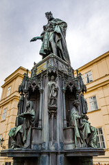 Fototapeta na wymiar Prague, The Czech Republic: Bronze Statue Of Czech King Charles IV In Prague