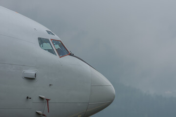 Fototapeta na wymiar cockpit from white plane detail