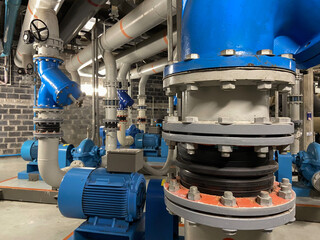 Chiller rooms, large industrial refrigeration rooms, including motor and water pipes