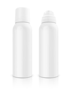 white aluminum spray bottle for health care product design mock-up