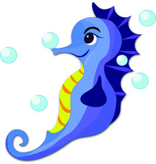 Seahorse flat illustration Marine creatures and underwater world series. Vector illustration