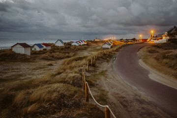 Cabanes de Gouville-sur-Mer im Departement Manche im Nordwesten Frankreichs in der Normandie