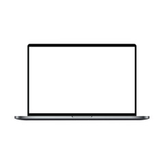 Modern dark silver laptop mockup isolated on white background, front view. Vector illustration