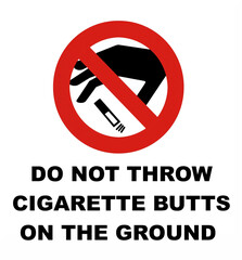 Do not throw cigarette butts on the ground. Prohibition sign. © luca piccini basile