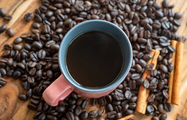 coffee beans and cup