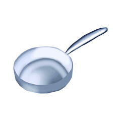 Metal frying pan in vector illustration isolated on white background