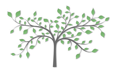 Drawing of a tree with green leaves on a white background