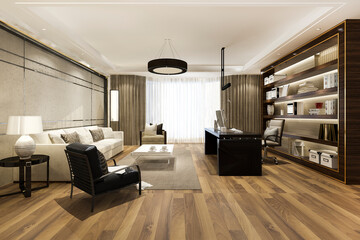 3d rendering business meeting and working room on office building