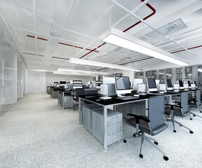 3d rendering business meeting and working room on office building