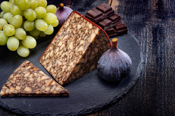 Cheese collection, Irish brown waxed marbeled cheddar cheese flavoured with Guinness dark stout beer