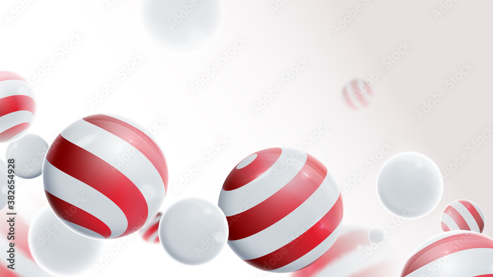 Poster abstract geometric 3d effect compositions with the christmas ornaments concept. white and red christ