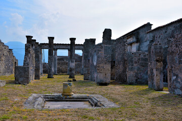 Ruins of Ancient Roman city of Pompeii Italy, was destroyed and buried with ash after Vesuvius...