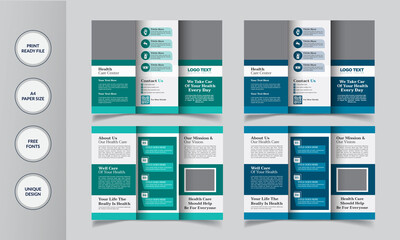 Medical/Hospital tri-fold brochure design template .