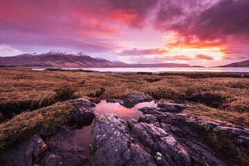 Loch Na Keal Sunset Reflecting Water