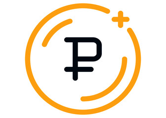 Coins of Ruble  icon in simple style isolated on white background. Monetary currency symbol