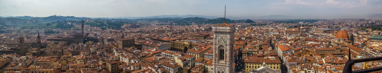 Naklejka na ściany i meble ultra wide panoramic view of Florence with many monuments in background