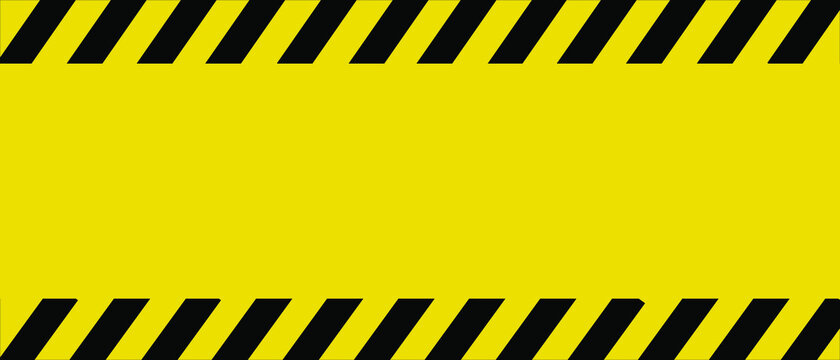 Yellow caution warning panorama sign empty background for construction, traffic, or other concepts.	