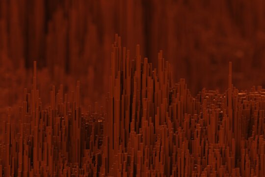 orange voxels block abstract landscape computer generated