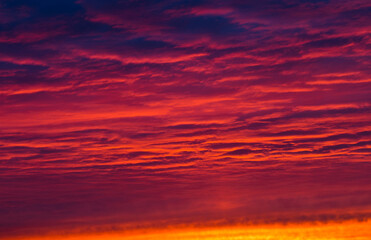 Red clouds in the sunset sky