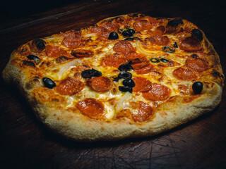 pizza with salami and cheese