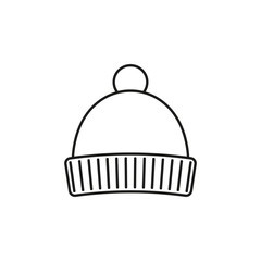 Winter hat icon. Line style. Vector illustration.