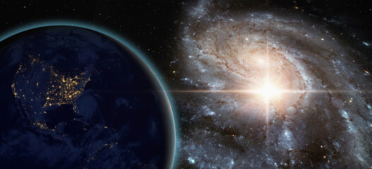 Supernova explosion in the center of galaxy "Elements of this image furnished by NASA "