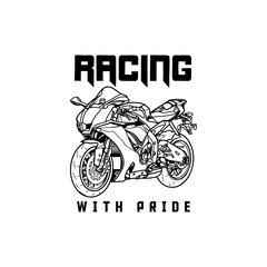 Racing with pride design with super motorbike line art perfect for t shirt design sticker, hoodie, merchandise