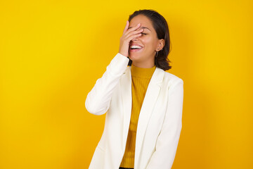 Charismatic carefree joyful friendly-looking outgoing woman likes laugh out loud not hiding...