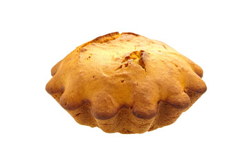 Homemade pumpkin cake isolated on white background