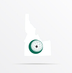 Vector map State of Idaho combined with Organisation of Islamic Cooperation (OIC) flag.