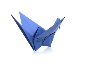 blue origami bird