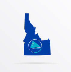 Vector map State of Idaho combined with Pacific Community (SPC) flag.