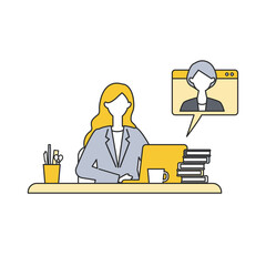 Situation of telecommuting work in the new normal lifestyles. Flat design vector illustration of teleworking people.