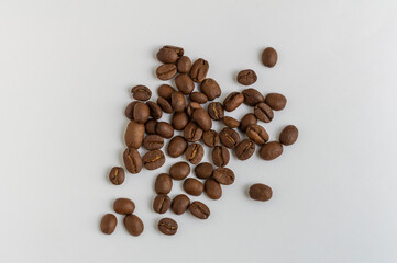 Coffee beans on white background  top view