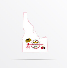 Vector map State of Idaho combined with Barona Band of Diegueño Mission Indians flag.