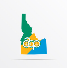 Vector map State of Idaho combined with African, Caribbean and Pacific Group of States (ACP) flag.