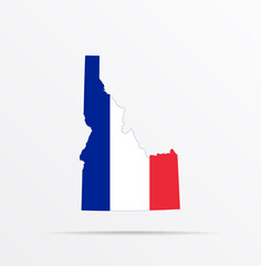 Vector map State of Idaho combined with France flag.