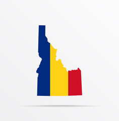 Vector map State of Idaho combined with Romania flag.