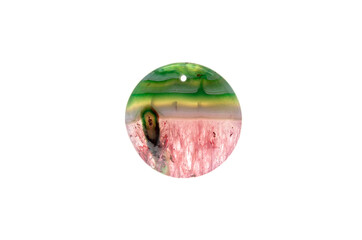round cabochon made of agate with quartz