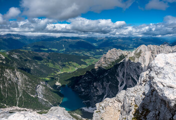 Fototapeta na wymiar Trekking in the majestic Dolomiti of Alto Adige